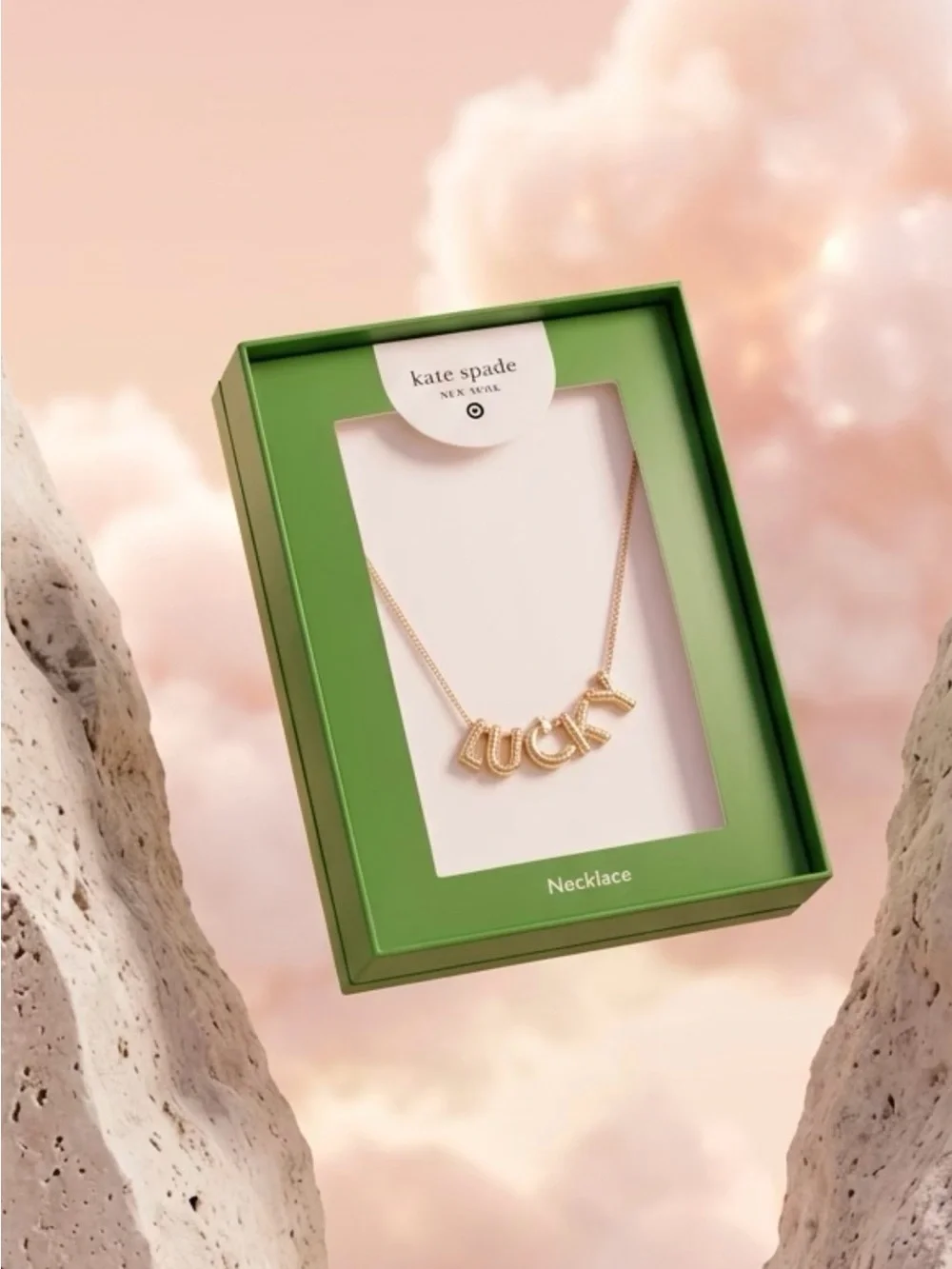 kate spade Rose Gold-tone 'LUCKY' Letter Pendant Necklace